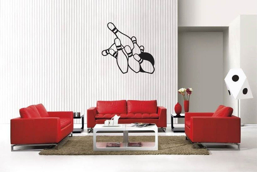 Picniva Matte Black Bowling Style 10 Vinyl Wall Decal Sports Decor