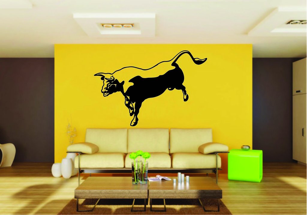 Picniva Bull Sty13 Vinyl Wall Decal, Approx 22 x 14.69 in, Removable