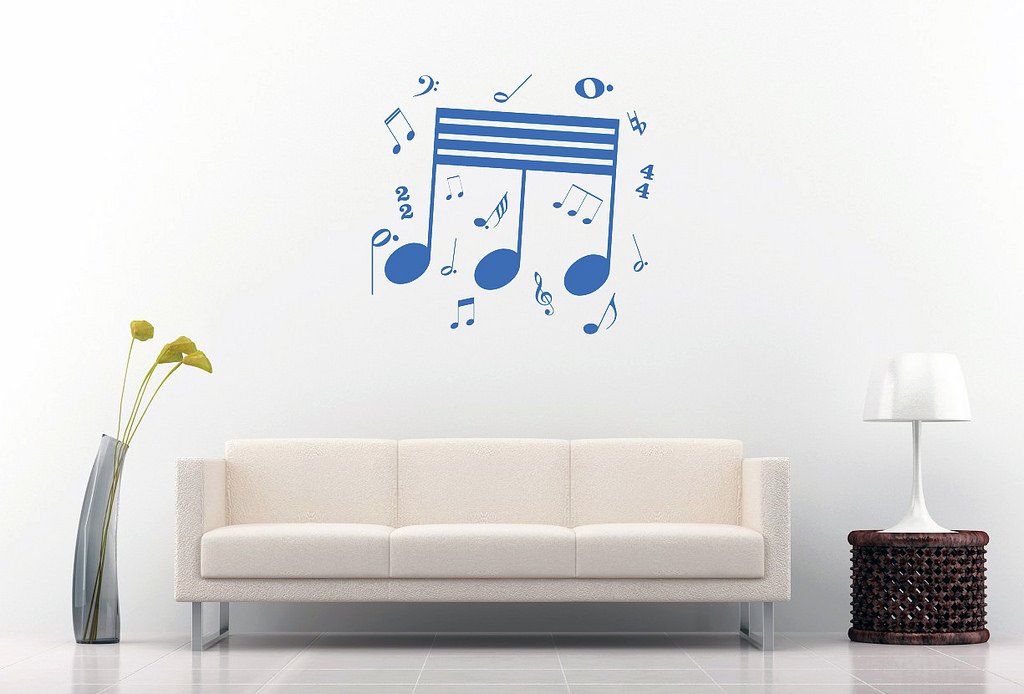 Picniva Beamed Sixty Fourth Notes Wall Decal, Blue Purple 10 in