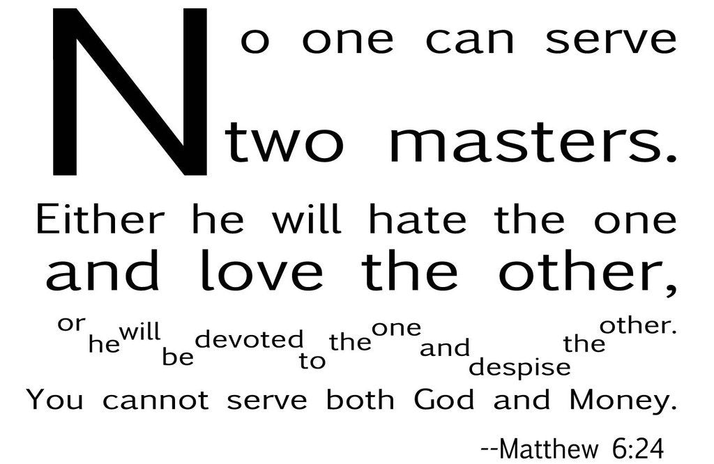 Picniva Matte Black Matthew 6:24 Vinyl Wall Decal Scripture Faith Bible