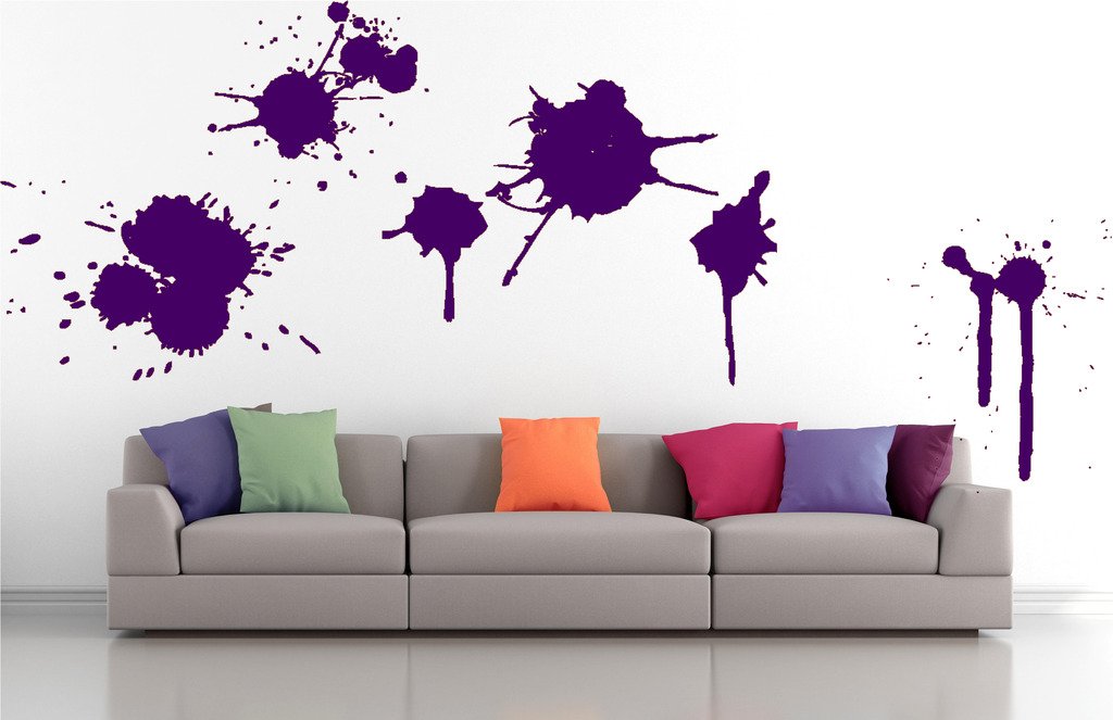 Picniva Paint Splash Mix Wall Decals, Purple, 10 in Height, DOTPR15A