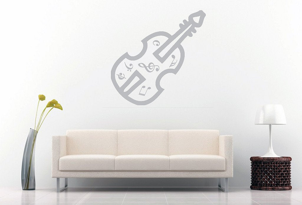 Picniva Violin Music Notes Wall Decal, Grey 10 in