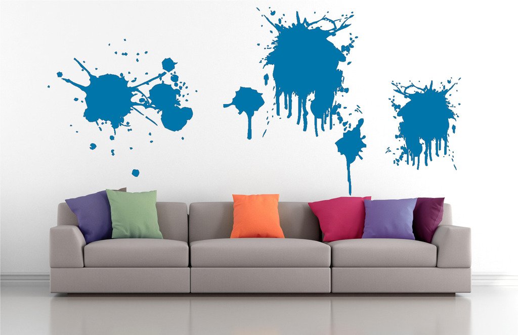 Picniva Dripping Splatters Wall Decals, Blue, 10 in Height, DOTPR07A