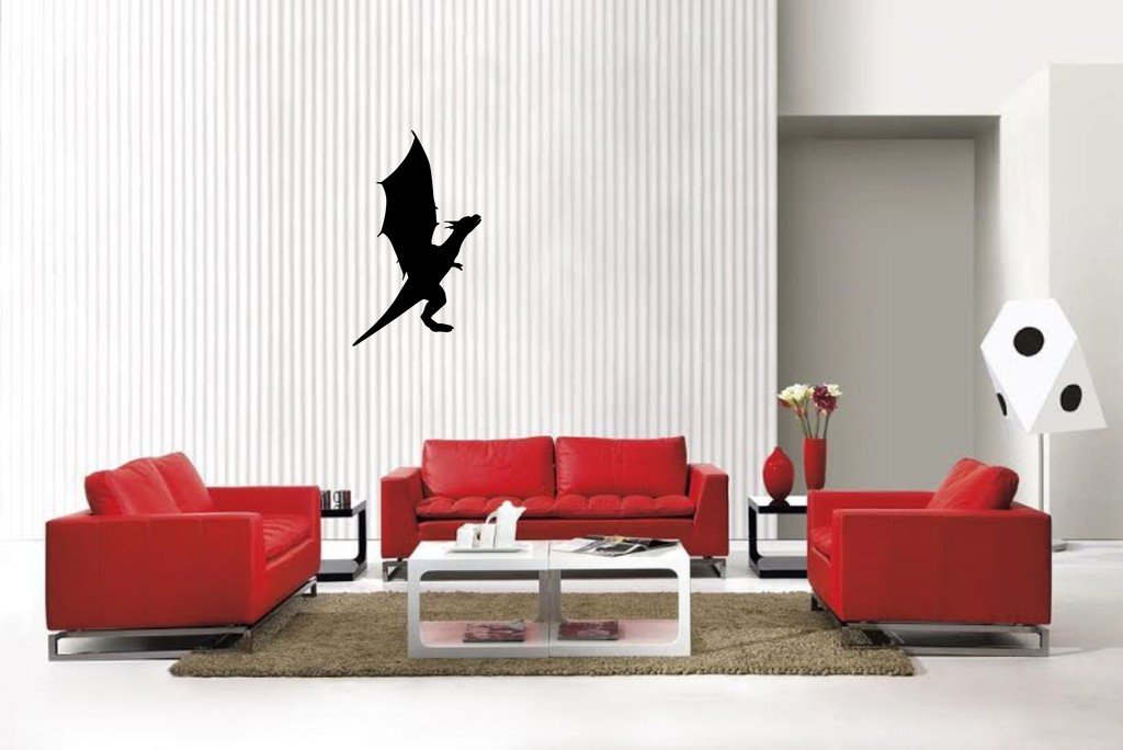 Picniva Matte Black Dragon Style 24 Vinyl Wall Decal Fantasy Decor