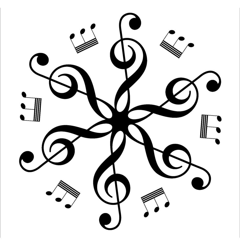 Picniva Six Treble Clefs Rosette Wall Decal for Musicians