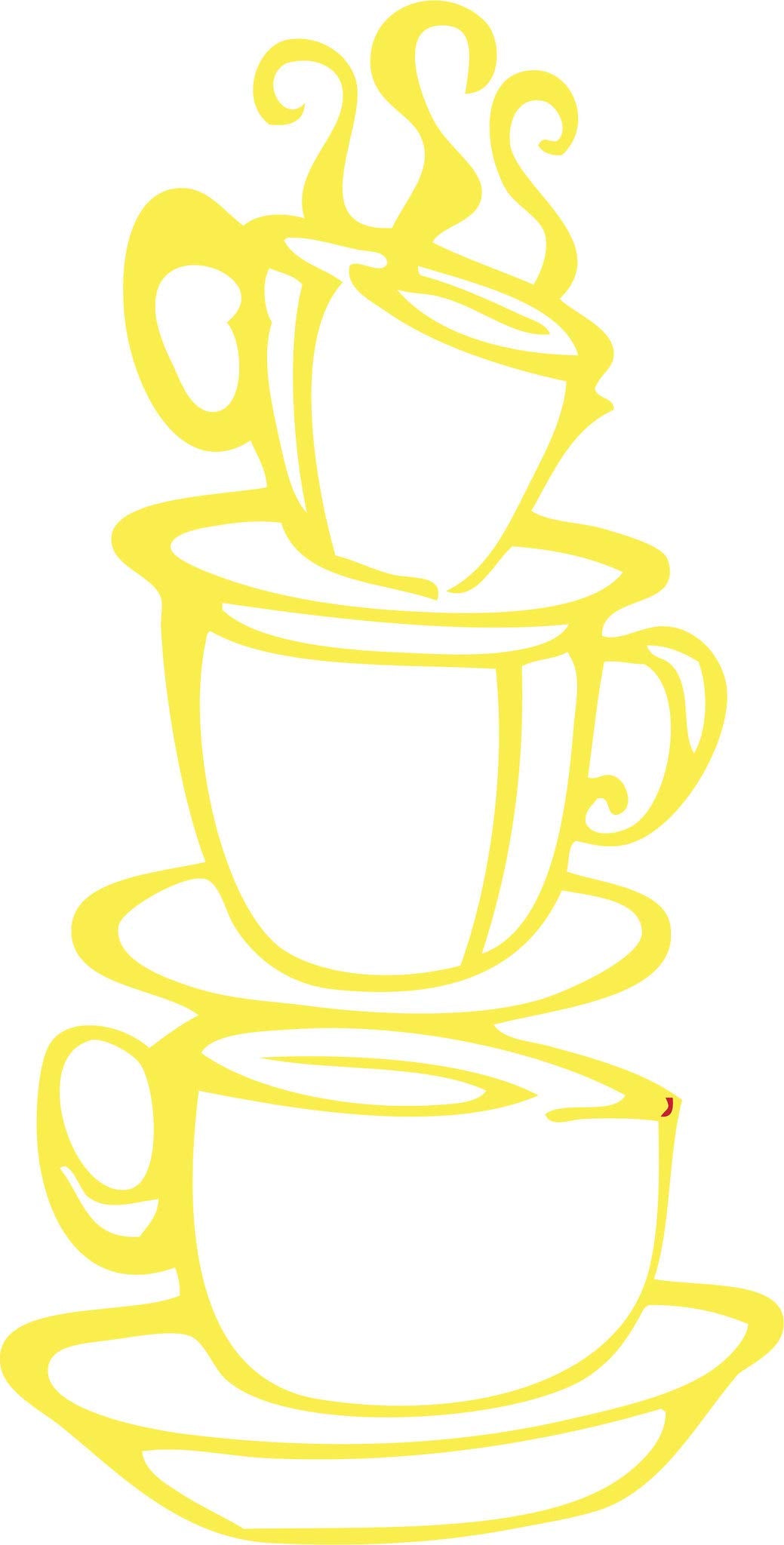 Picniva Coffee Cup Removable Vinyl Kitchen Wall Decal, Yellow, 12 x 22 in