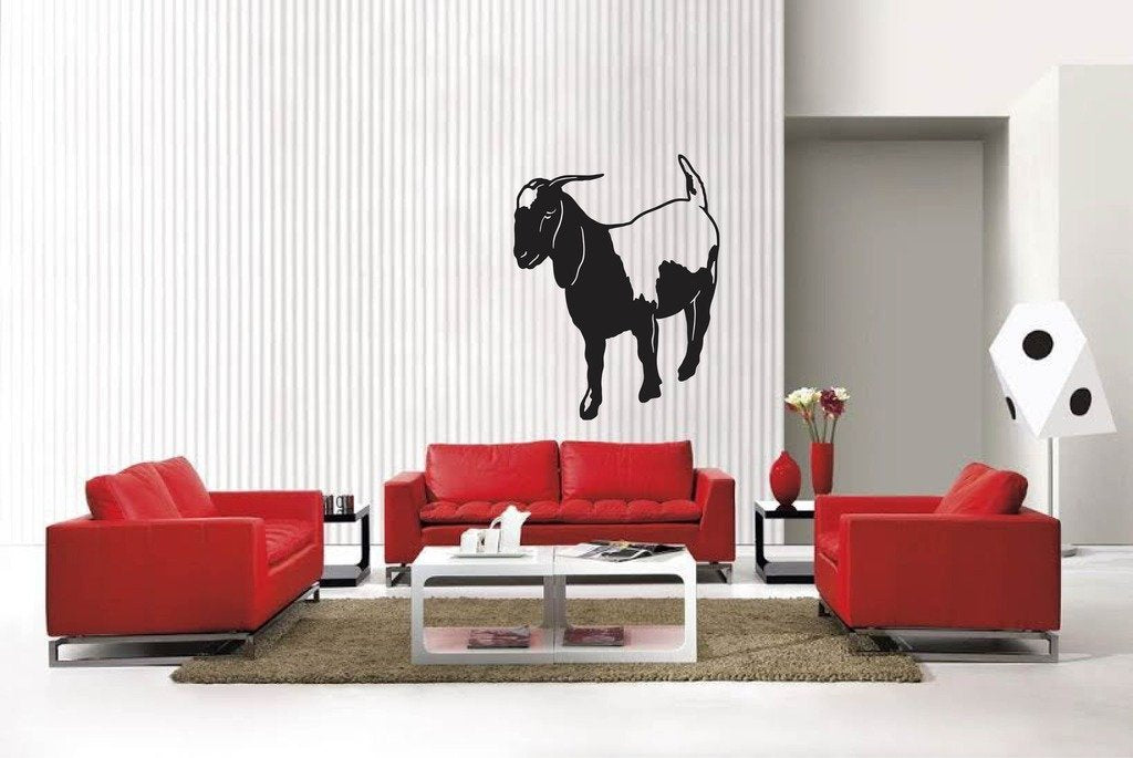 Picniva Matte Black Boer Goat Style 11 Vinyl Wall Decal Farm Barn Decor Art
