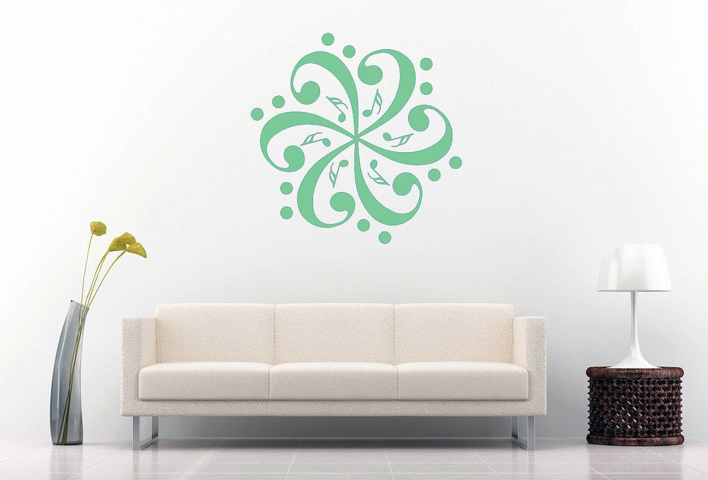 Picniva Six Bass Clefs Pinwheel Wall Decal, Mint 10 in