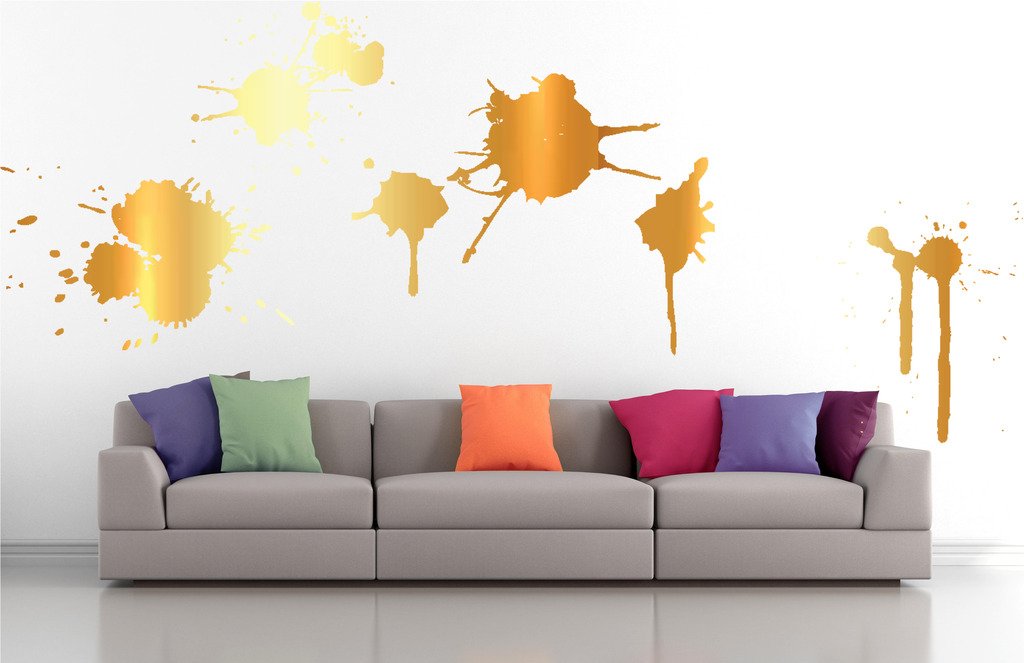 Picniva Paint Splash Mix Wall Decals, Gold (Chrome Mirror), 10 in Height