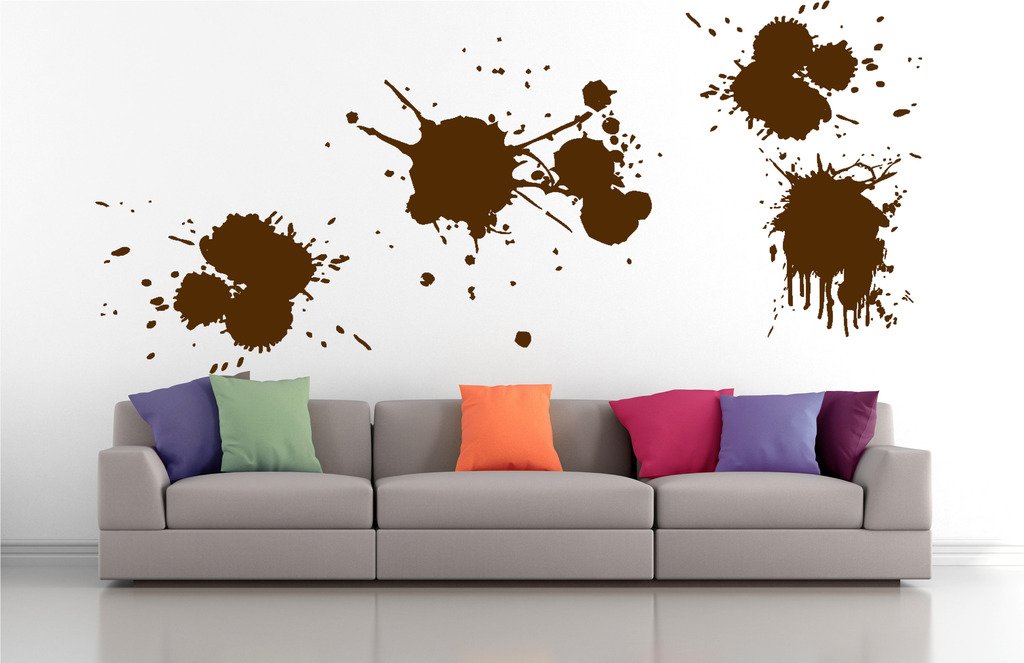 Picniva Paint Splashes Wall Decals, Brown, 10 in Height, DOTPR08A