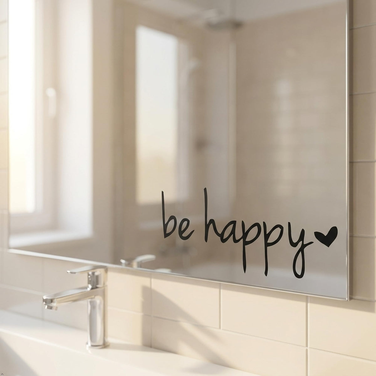 Decaltor Be Happy Script Vinyl Decal, 6 in