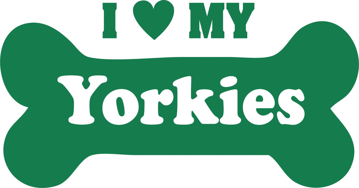 Decaltor I Love My Yorkies Vinyl Decal for Car Window Laptop, 5 in