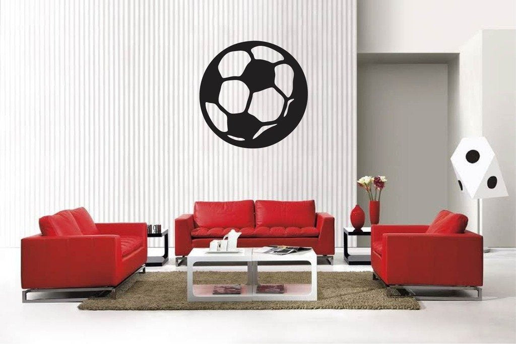 Picniva Matte Black Soccer Ball Style 10 Vinyl Wall Decal Sports Decor