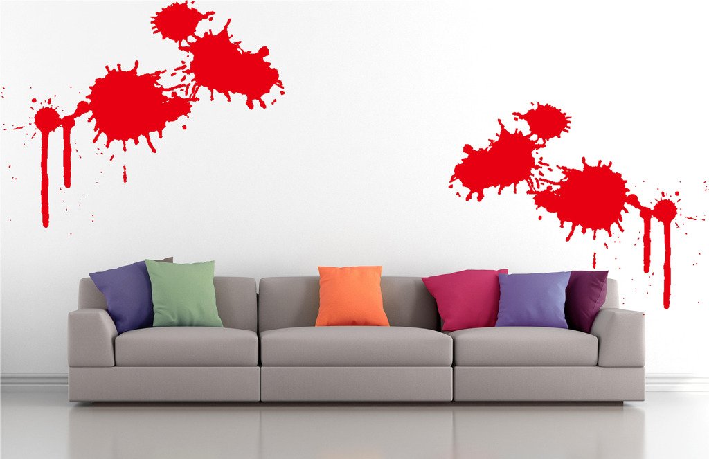 Picniva Paint Blots Wall Decals, Red, 10 in Height, DOTPR05A