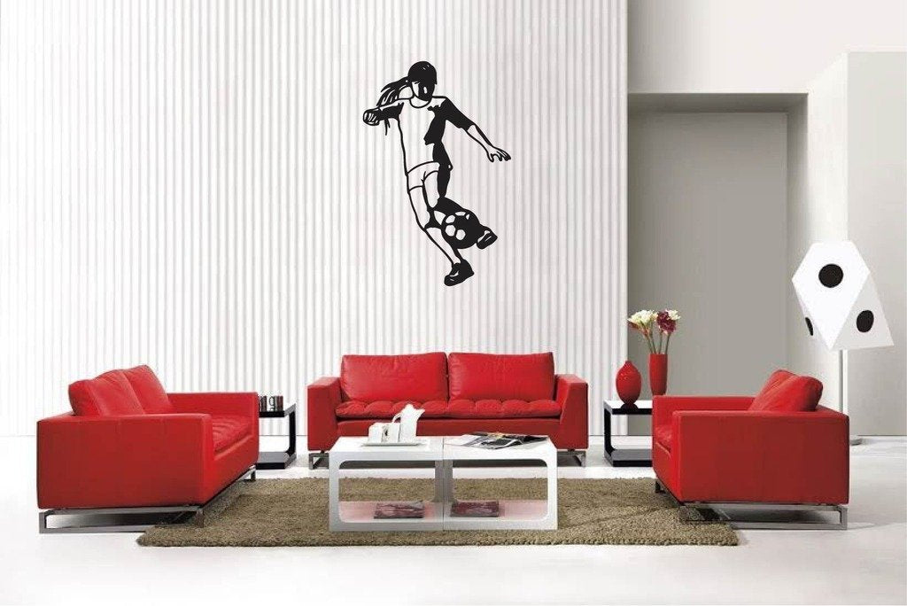 Picniva Matte Black Soccer Girl Style 31 Vinyl Wall Decal Sports Decor