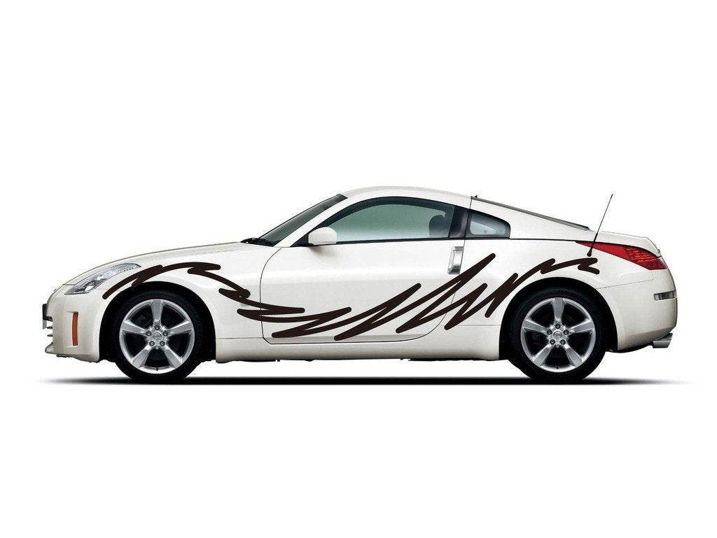 Picniva sty256 Racing Car Body Side Stripes Sticker Decal 2 Pcs