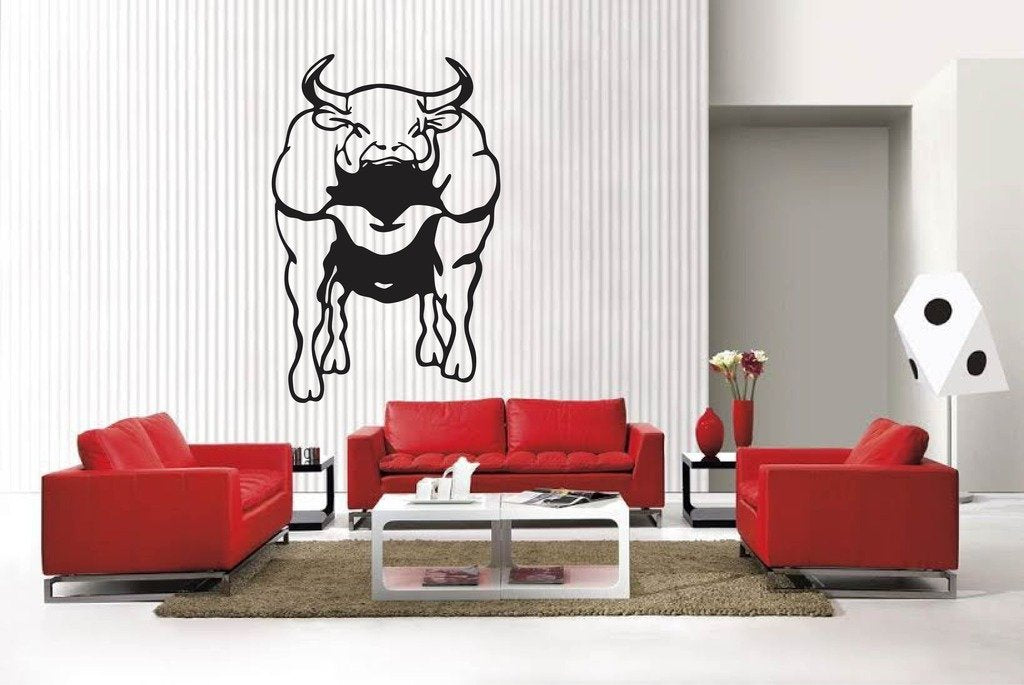 Picniva Matte Black Bull Style 7 Vinyl Wall Decal Ranch Rodeo Decor Home