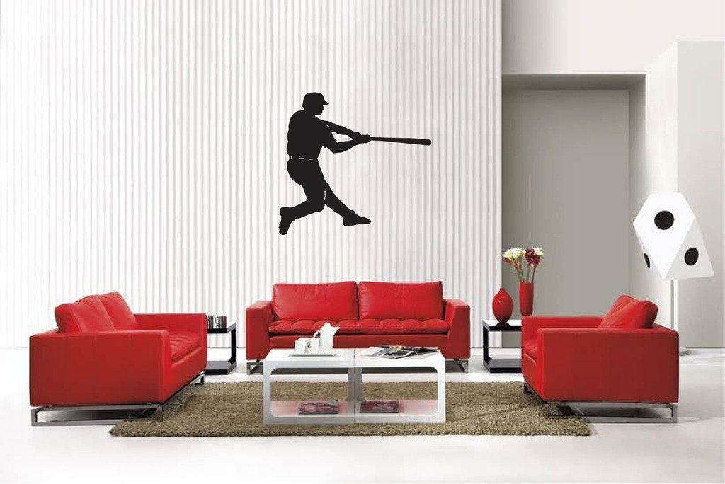 Picniva Matte Black Baseball Style 2 Vinyl Wall Decal Sports Decor