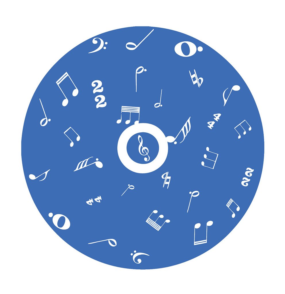 Picniva Filled CD Music Symbols Wall Decal for Musicians