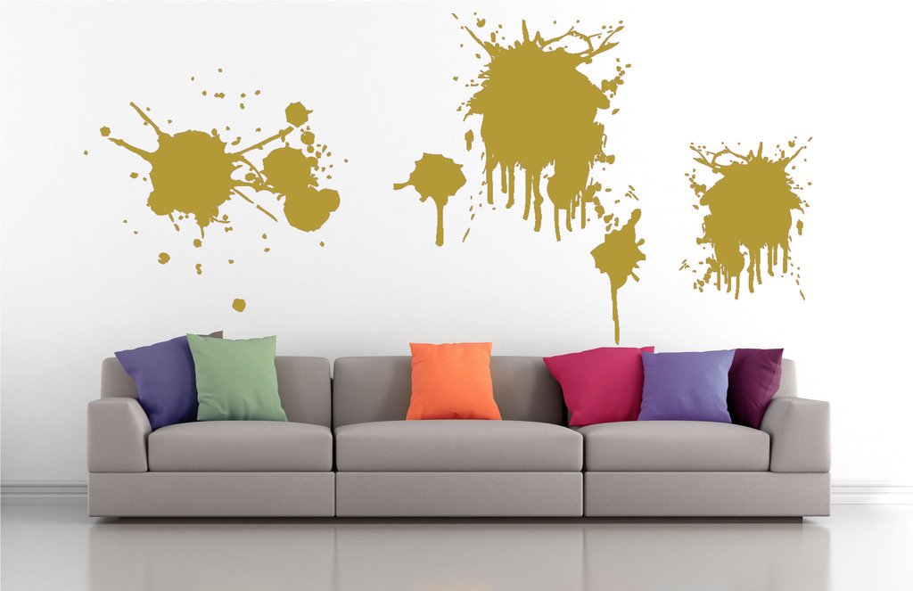 Picniva Dripping Splatters Wall Decals, Gold, 10 in Height, DOTPR07A