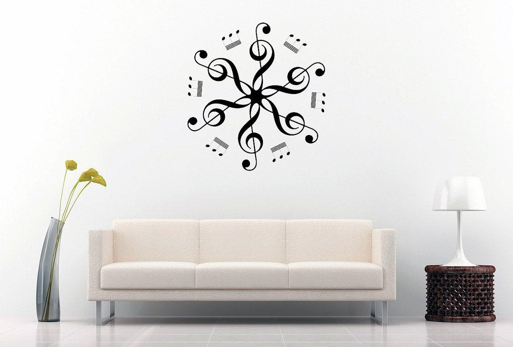Picniva Six Treble Clefs Rosette Wall Decal for Musicians