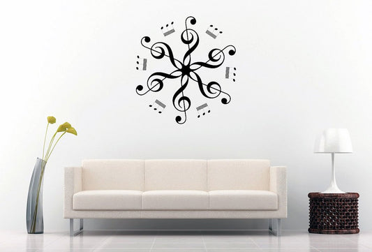 Picniva Six Treble Clefs Rosette Wall Decal for Musicians