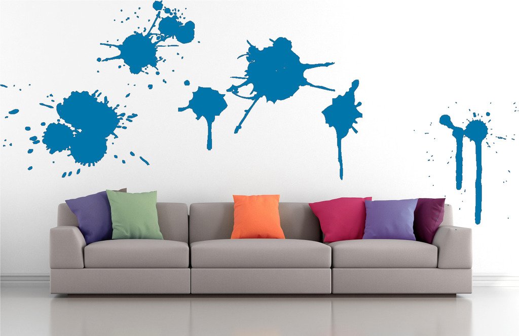 Picniva Paint Splash Mix Wall Decals, Blue, 10 in Height, DOTPR15A