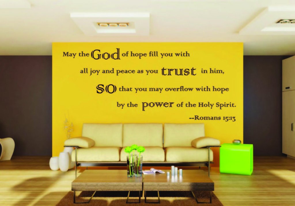 Picniva Romans Hope Joy Peace Bible Verse Removable Vinyl Wall Decal