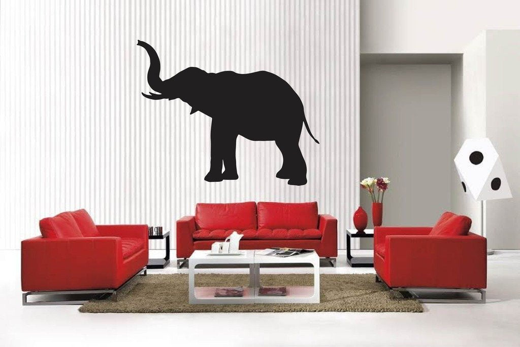 Picniva Matte Black Elephant Style 17 Vinyl Wall Decal Safari BG5618