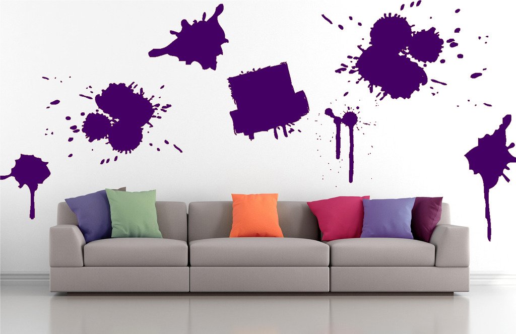 Picniva Drips Brushstroke Wall Decals, Purple, 10 in Height, DOTPR13A