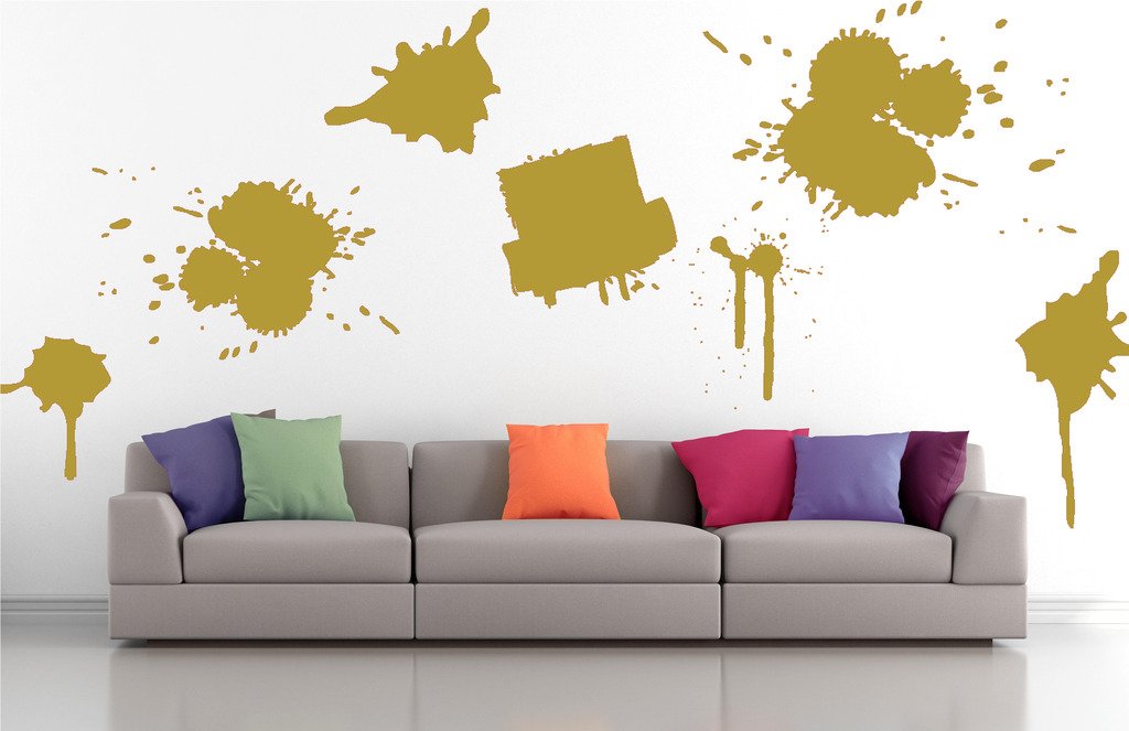 Picniva Drips Brushstroke Wall Decals, Gold, 10 in Height, DOTPR13A