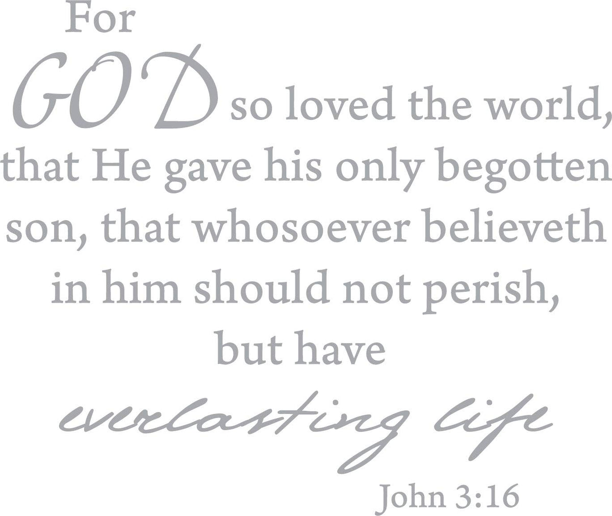 Decaltor John 3:16 Bible Verse Wall Decal, Home Decor