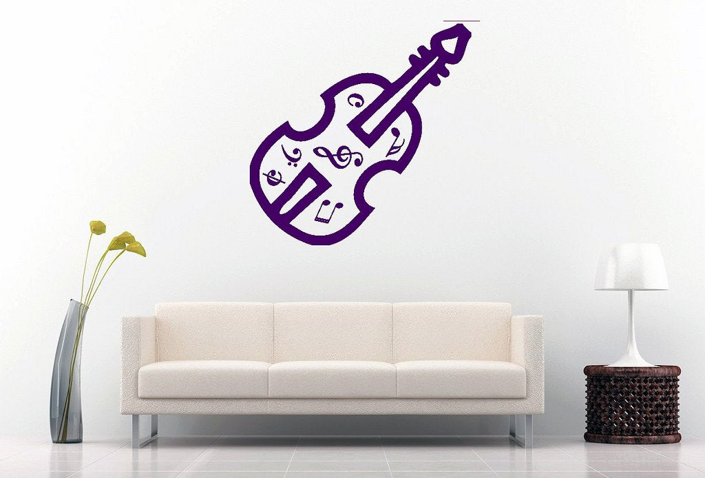 Picniva Violin Music Notes Wall Decal, Purple 10 in