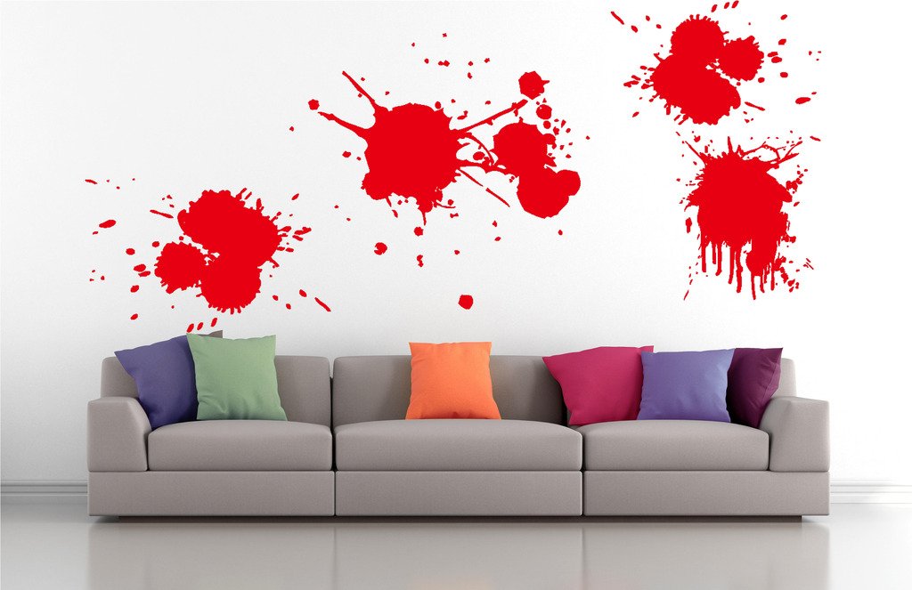 Picniva Paint Splashes Wall Decals, Red, 10 in Height, DOTPR08A