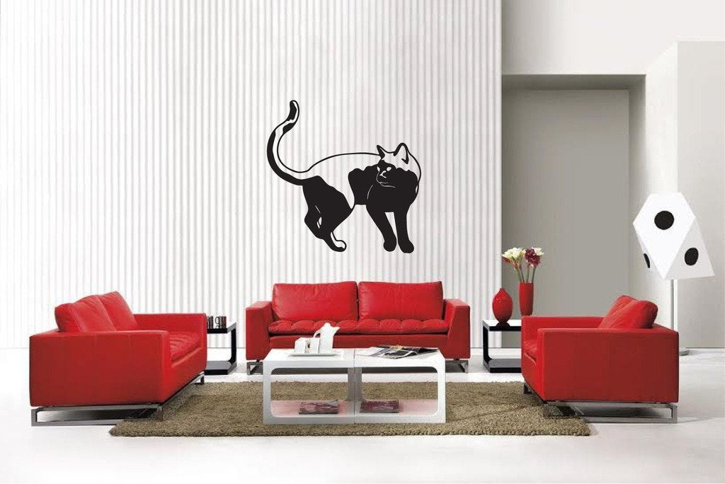 Picniva Matte Black Cat Style 25 Vinyl Wall Decal Feline Decor