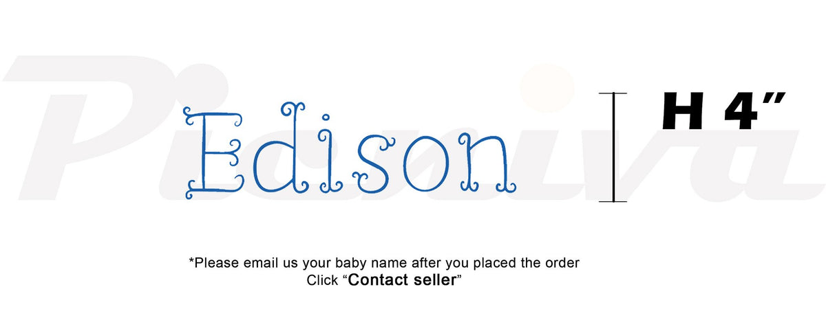 Picniva Custom Baby Name Wall Decal, Blue Butterfly, Font Five