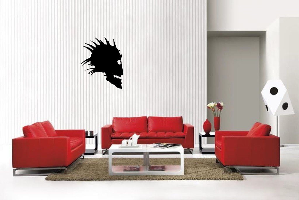 Picniva Skull Style 10A Vinyl Wall Decal, Matte Black, 22 x 27.26 in