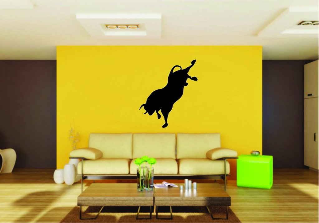Picniva Bull Sty1 Vinyl Wall Decal, Approx 22 x 25.49 in, Removable