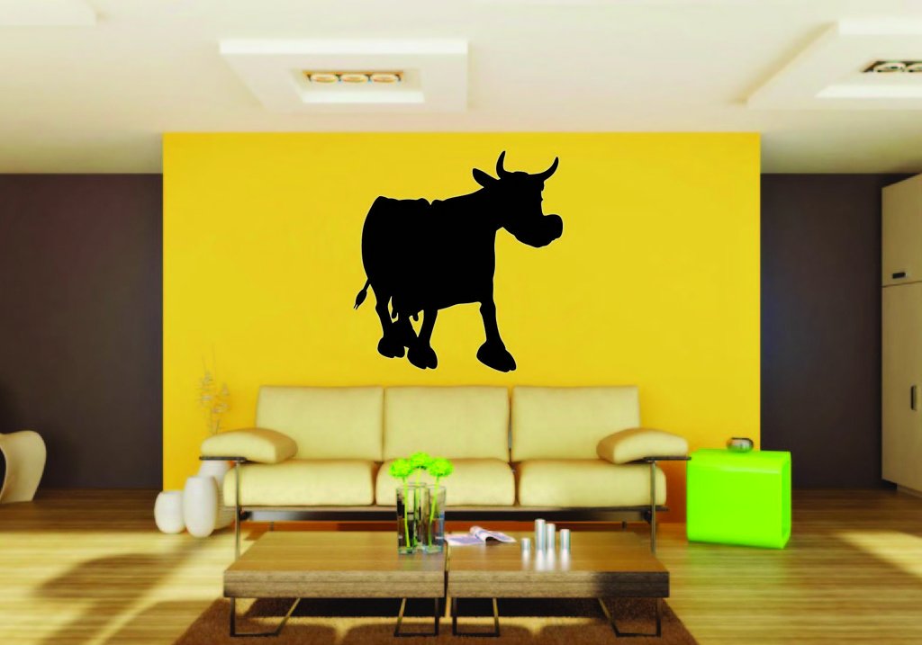 Picniva Cow Sty8a Vinyl Wall Decal, Approx 22 x 24.2 in, Removable