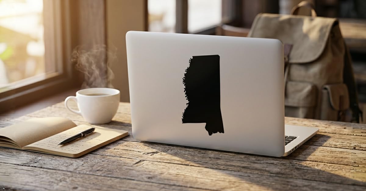 Picniva Black Mississippi MS State Map Vinyl Decal for Car, 3 in - Color: black - Size: 3 inches