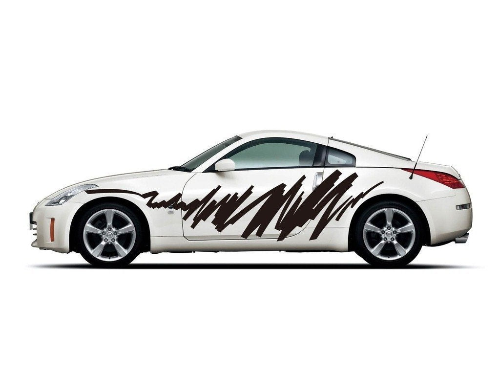 Picniva Jagged Slash Pattern Vinyl Car Body Side Decals, Two Pack