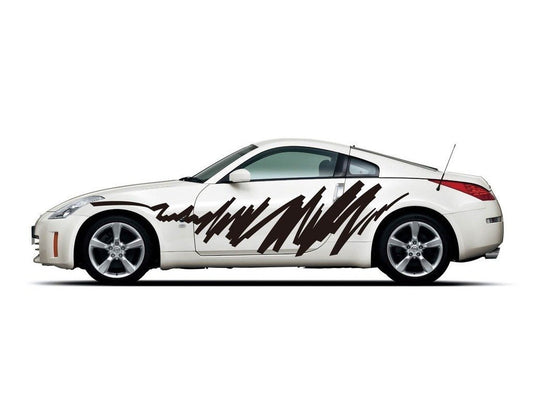 Picniva Jagged Slash Pattern Vinyl Car Body Side Decals, Two Pack