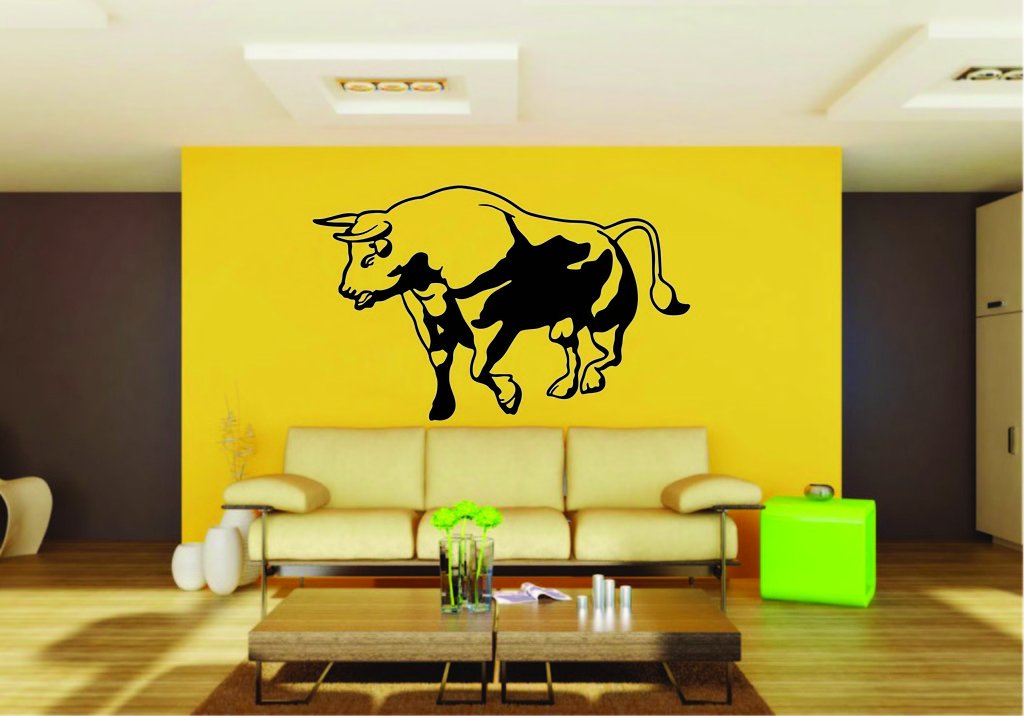 Picniva Bull Sty12 Vinyl Wall Decal, Approx 22 x 13.61 in, Removable