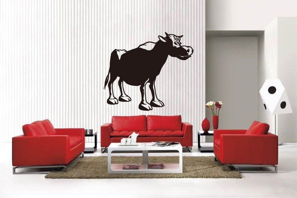 Picniva Matte Black Bull Style 14 Vinyl Wall Decal Farm Ranch Decor