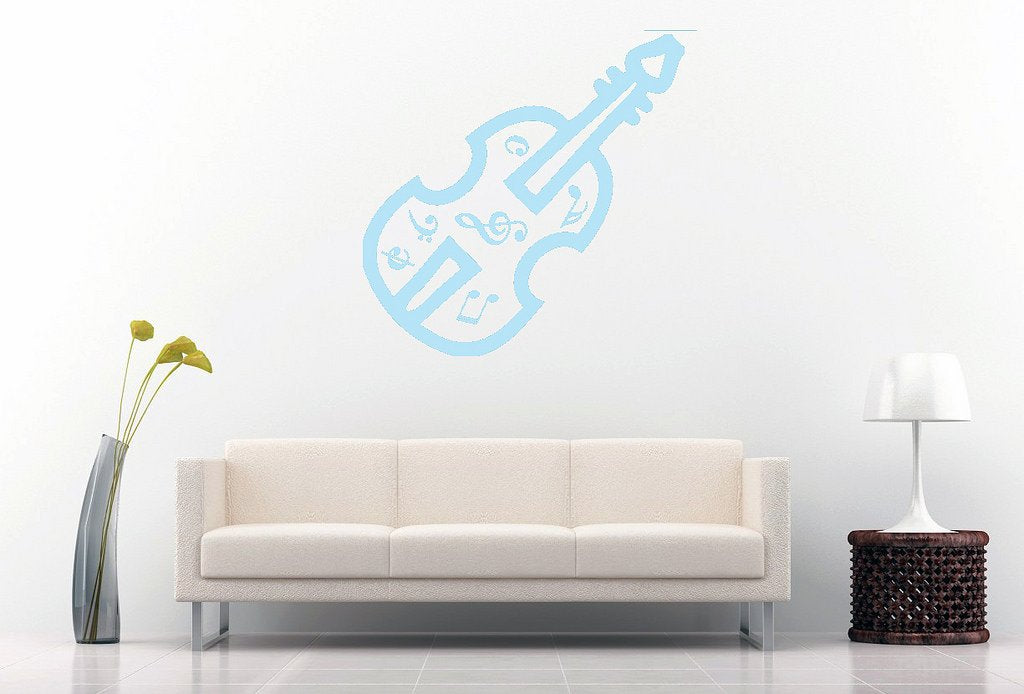 Picniva Violin Music Notes Wall Decal, Sky Blue 10 in