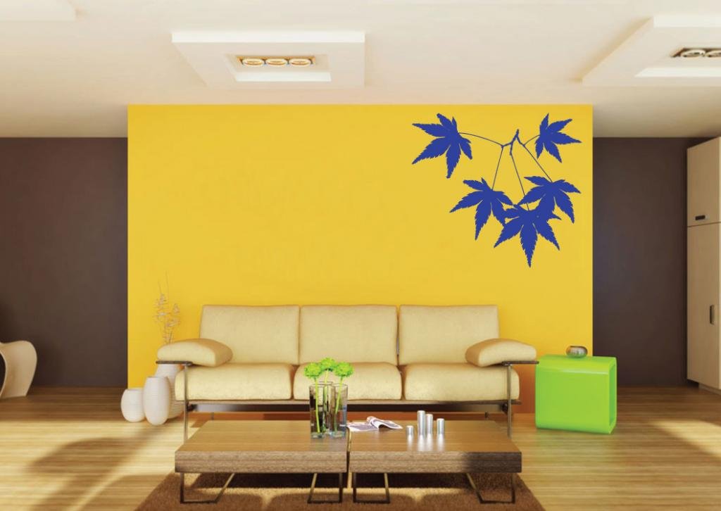 Picniva Purple Maple Leaf Removable Vinyl Wall Decal Botanical Nature Decor - Color: purple