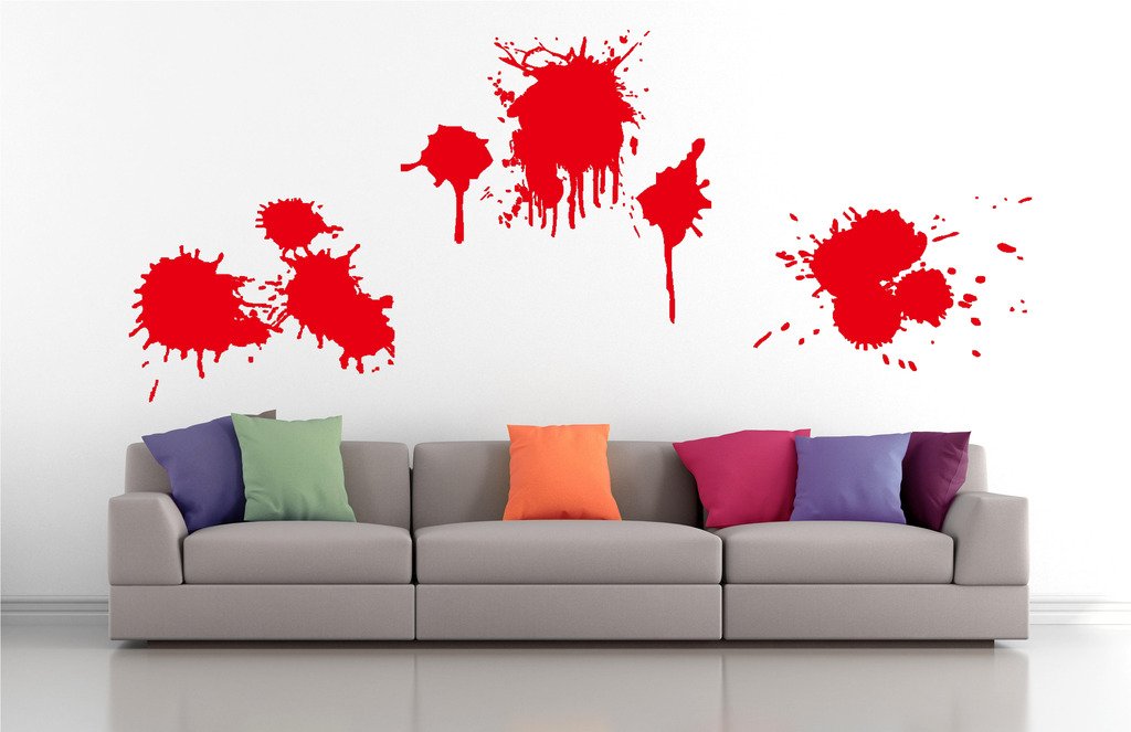 Picniva Ink Splatters Wall Decals, Red, 10 in Height, DOTPR10A