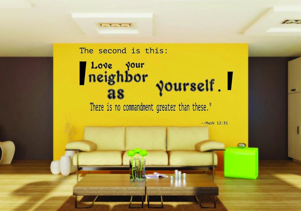 Picniva Mark Love Your Neighbor Bible Quote Removable Vinyl Wall Decal