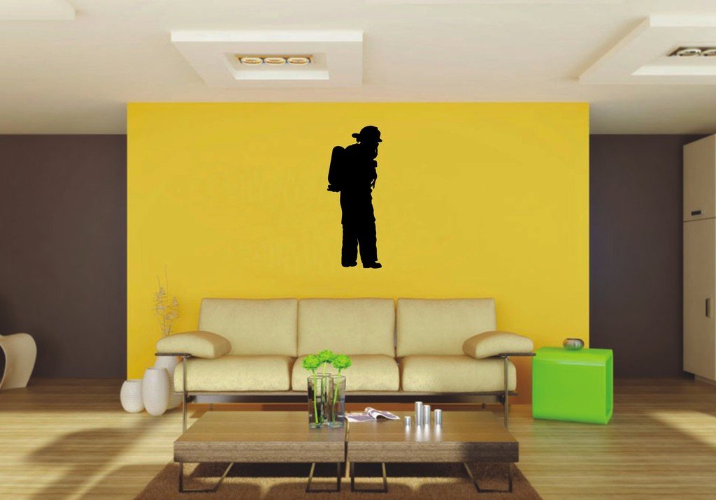 Picniva 22x57.17 Fireman Style 17 Vinyl Wall Decal Firefighter