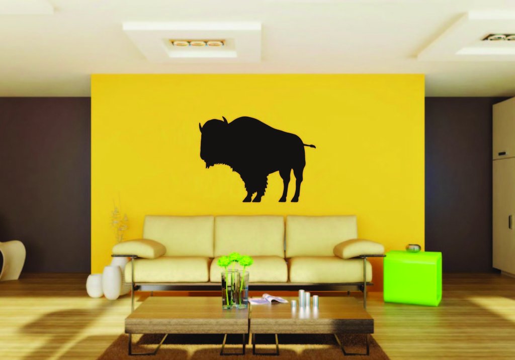 Picniva Bison Sty4 Vinyl Wall Decal, Approx 22 x 17.6 in, Removable